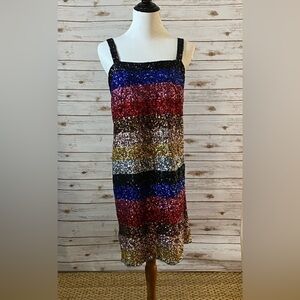 GAP maximalism multi-colored striped sequin cocktail dress Size Small